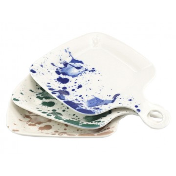 Ink Splatter Square Serving Dish with Handle